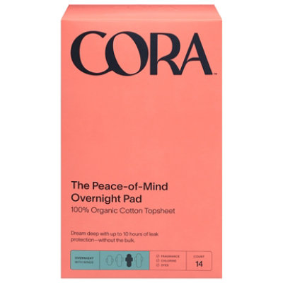 Cora The Peace-of-Mind Overnight Pad, 112ct