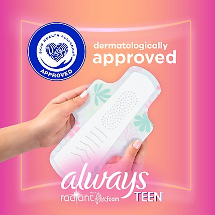 Always Radiant FlexFoam Teen Pads Regular Absorbency with Wings Unscented - 28 Count - Image 3