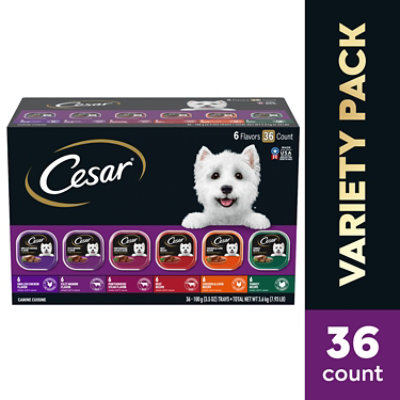 Cesar Grilled Chicken Filet Mignon Porterhouse Steak & Turkey Wet Dog Food 36 Count - 3.5 Oz