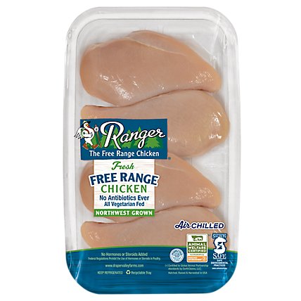 Ranger Chicken Breasts Boneless Skinless Non GMO Air Chilled Value Pack - 3.00 Lb - Image 1
