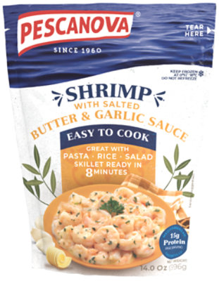 Pescanova Toss & Serve Meal W/vannamei Shrimp & Salted Butter Garlic Sauce - 14 OZ - Image 1