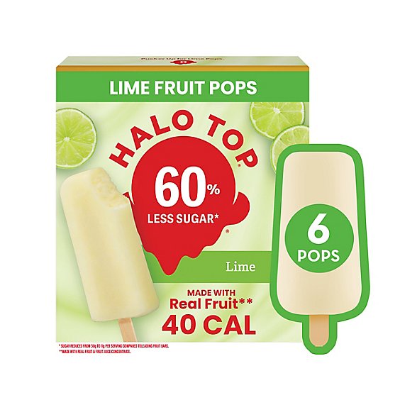 Halo Top Lime Fruit Pops Frozen Dessert For Summer - 6 Count