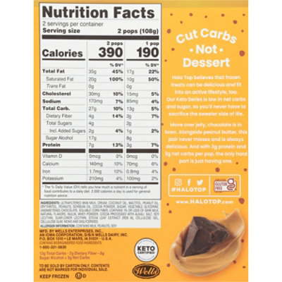 Halo Top Keto Peanut Butter Chocolate Frozen Dessert Pops Summer Sweet Treat - 4 Count - Image 3