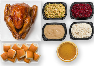 Southern Style Turkey Dinner with Sides, Rolls & Pumpkin Pie Ready to Heat - Each - Image 1