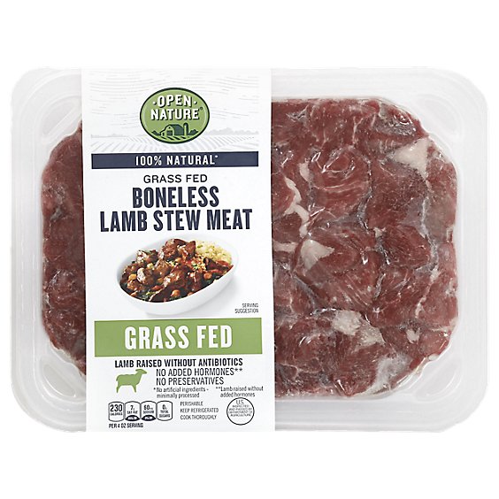 Open Nature Lamb Stew Meat Boneless - 1 Lb