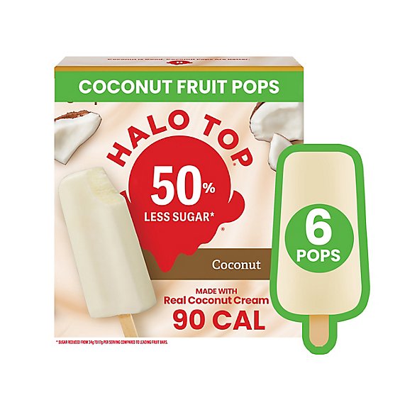 Halo Top Coconut Fruit Pops Summer Frozen Dessert - 6 Count