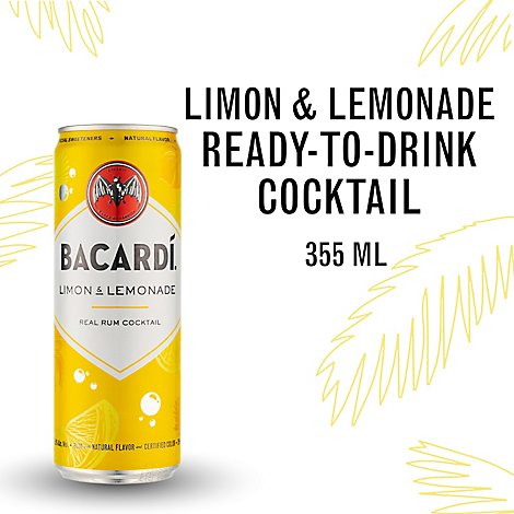 Bacardi Rum Drinks Cocktails Limon & Lemonade Real Rum Cocktail Multipack - 4-1.4 Liter