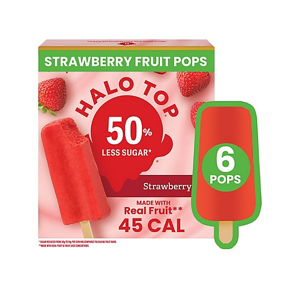 Halo Top Strawberry Fruit Pops Summer Frozen Dessert - 6 Count