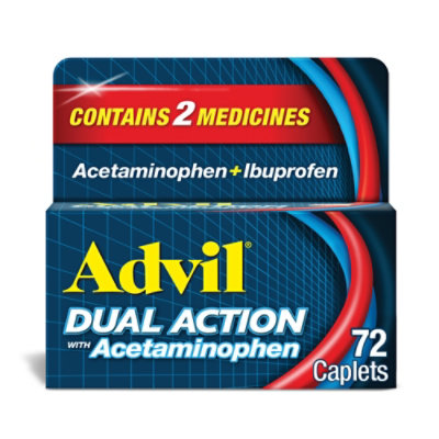 Advil Dual Action Pain Reliever With Acetaminophen - 72 Count - Image 1