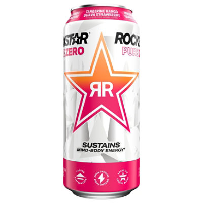  Rockstar Pure Zero Energy Drink Tangerine Mango Guava Strawberry - 16 FZ 