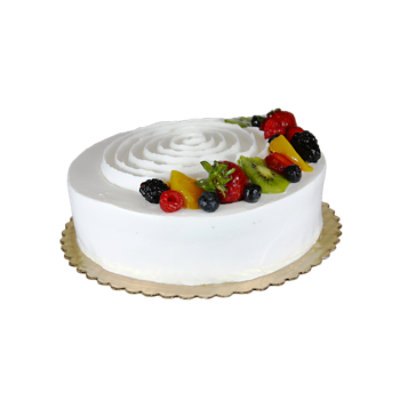 tres leches birthday cake with fruit