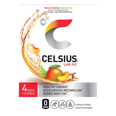 Celsius Green Tea Peach Mango 4pk - 48 FZ - Image 3