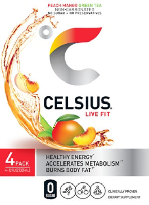 Celsius Green Tea Peach Mango 4pk - 48 FZ - Image 2