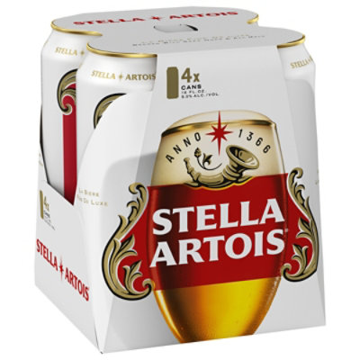 Stella Artois Premium Lager Beer Cans - 4-16 Fl. Oz. - Image 1