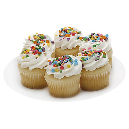 Decorated Buttercreme Cupcakes White 6 Count - EA - Image 1