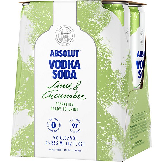 Absolut Ready To Drink Lime & Cucumber Vodka Soda - 4-355 Ml