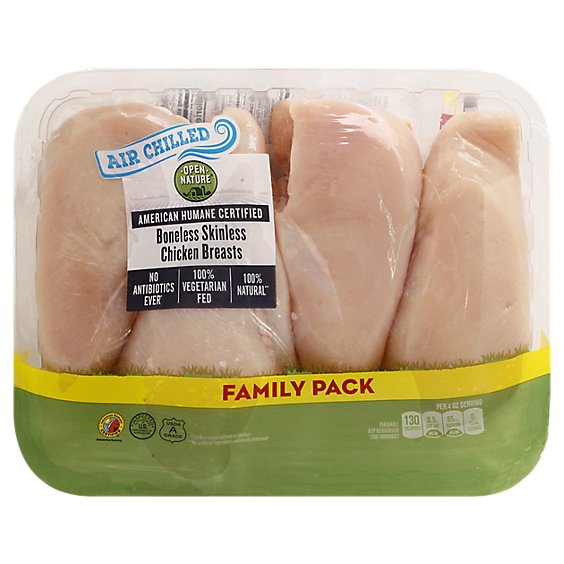 Open Nature Chicken Breasts Boneless Skinless Air Chilled Value Pack - 3.00 Lb