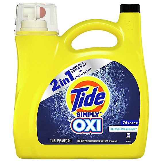 Tide Simply + Oxi Liquid Laundry Detergent Refreshing Breeze 74 loads - 115 Fl. Oz.