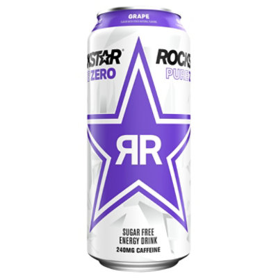 Rockstar Pure Zero Energy Drink Grape - 16 FZ - Image 1