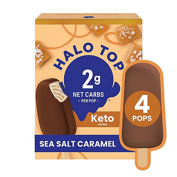 Halo Top Keto Sea Salt Caramel Frozen Dessert Pops For Summer - 4 Count