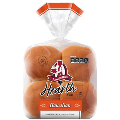 Aunt Millies Hearth Hawaiian 8ct. Hamburger Bun - 17 OZ - Image 1