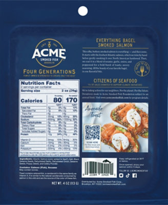 Acme Smoked Fish Co Everything Smoked Bagel Pre-sliced Smoked Salmon - 4 OZ - Image 8