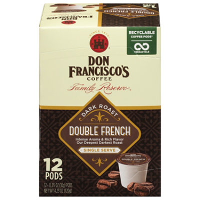 Don Franciscos Family Reserve Double French Single Serve Coffee - 12 CT