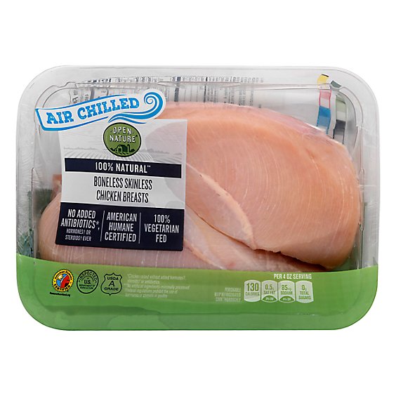 Open Nature Chicken Breasts Boneless Skinless Air Chilled Prepacked - 2 Lb