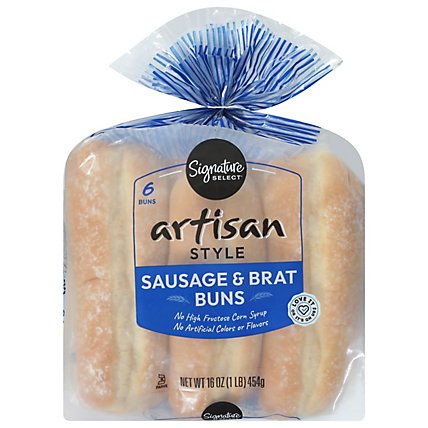 Signature Select Buns Sausage & Brat Artisan Style 6ct - 16 OZ - Image 1