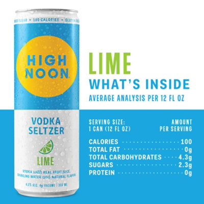 High Noon Lime Vodka Hard Seltzer Single Serve Can - 4-355 Ml - Image 7