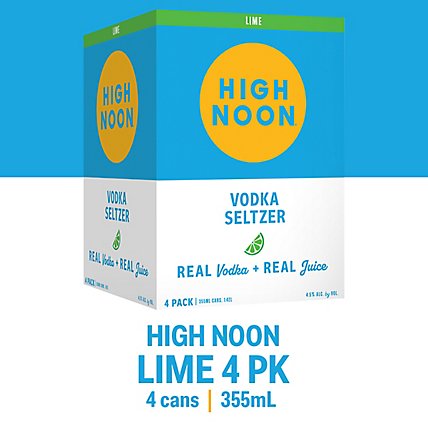 High Noon Lime Vodka Hard Seltzer Single Serve Cans - 4-355 Ml  - Image 1