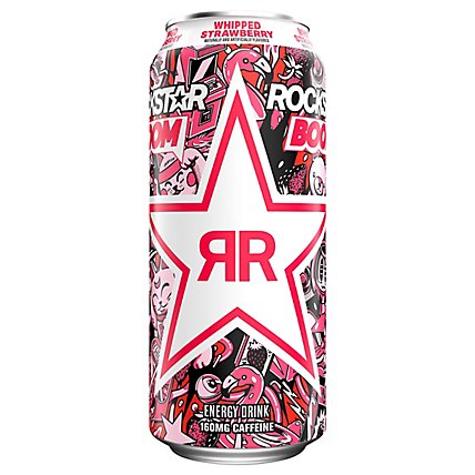 Rockstar Energy Drink Boom Whipped & Blended Strawberry Can - 16 FZ - Image 1