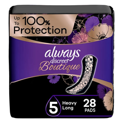 Always Discreet Boutique Heavy Absorbency Long Length Incontinence Pads - 28 Count
