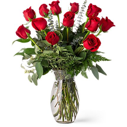 Debi Lilly Unforgettable Dozen Rose Arrangement With Vase - Each (flower colors and vase will vary) - Image 1