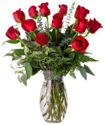 Debi Lilly Unforgettable Dozen Rose Arrangement With Vase - Each ...