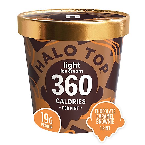 Halo Top Chocolate Caramel Brownie Light Ice Cream Frozen Dessert For Summer - 16 Fl. Oz.