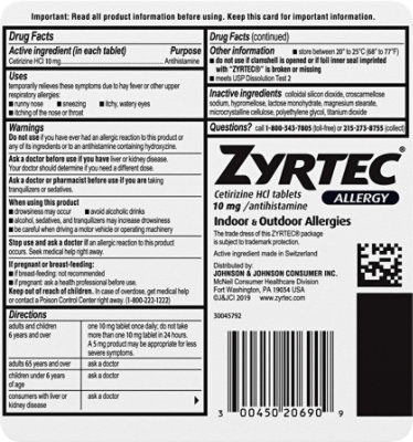 Zyrtec Allergy Tablet - 90 CT - Image 5