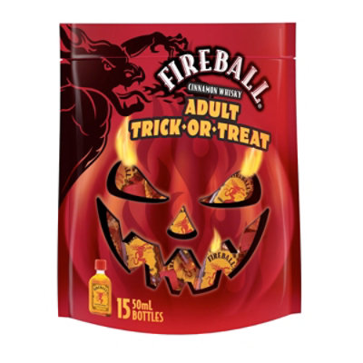 Fireball Hot Cinnamon Blended Whiskey Adult Trick or Treat Bag 66 Proof Plastic Bottles - 15-50 Ml - Image 1