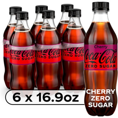 Coca-Cola Cherry Zero Sugar Soda Bottles - 6-16.9 Fl. Oz. - Image 1