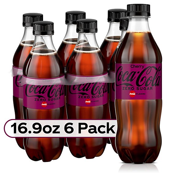 Coca-Cola Cherry Zero Sugar Soda Bottles - 6-16.9 Fl. Oz.