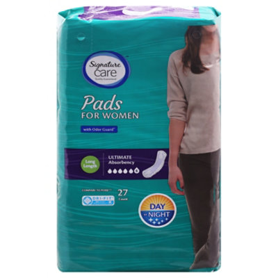 Signature Select/Care Ultimate Absorbency Long Length Bladder Control Pads For Women - 27 Count - Image 2