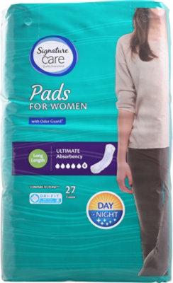 Signature Select/Care Ultimate Absorbency Long Length Bladder Control Pads For Women - 27 Count - Image 1