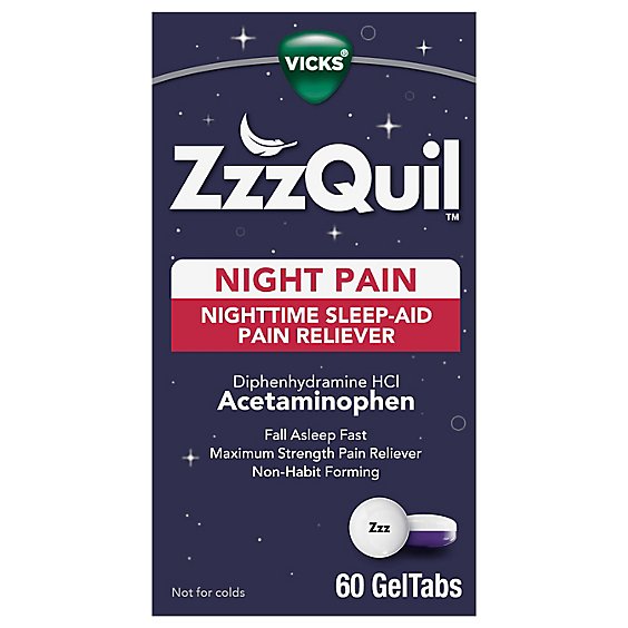 Vicks Zzzquil Night Pain Sleep Aid Gel Tabs - 60 CT
