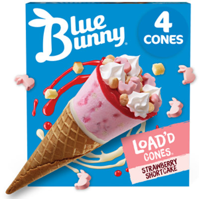 Blue Bunny Load'd Cones Strawberry Shortcake Frozen Dessert For Summer - 4 Count - Image 2