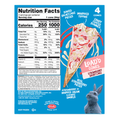 Blue Bunny Load'd Cones Strawberry Shortcake Frozen Dessert For Summer - 4 Count - Image 3