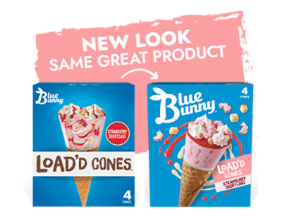 Blue Bunny Load'd Cones Strawberry Shortcake Frozen Dessert For Summer - 4 Count - Image 5