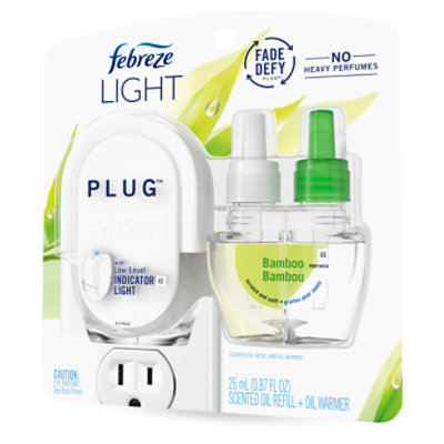 Febreze Light Plug Air Freshener Scented Oil Refill + Oil Warmer Bamboo Scent - Each