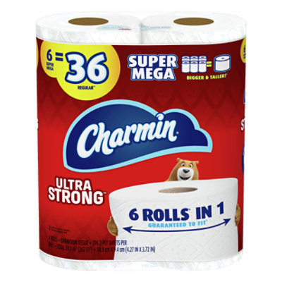 Charmin Ultra Strong Toilet Tissue 6 Super Mega Rolls - 6 RL