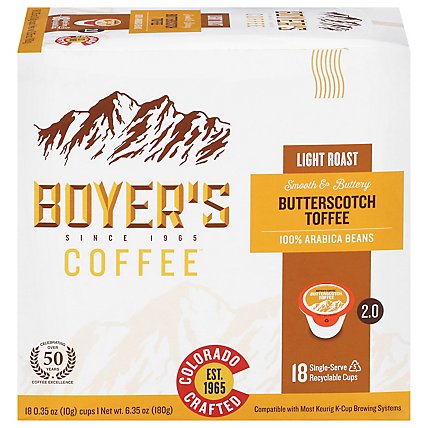 Boyers Coffee Butterscotch Toffee Light Roast Single Serve Cup Coffee - 18 CT - Image 3