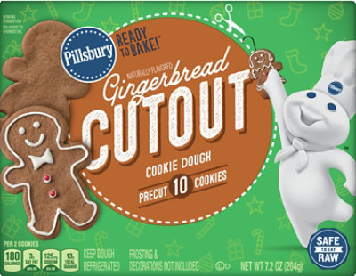 Pillsbury Ready To Bake Gingerbread Cut Out Cookies - 7.2 OZ - Image 1